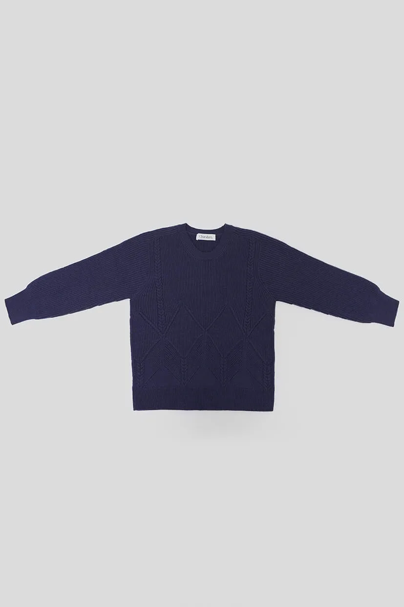 pull femme bleu marine en laine