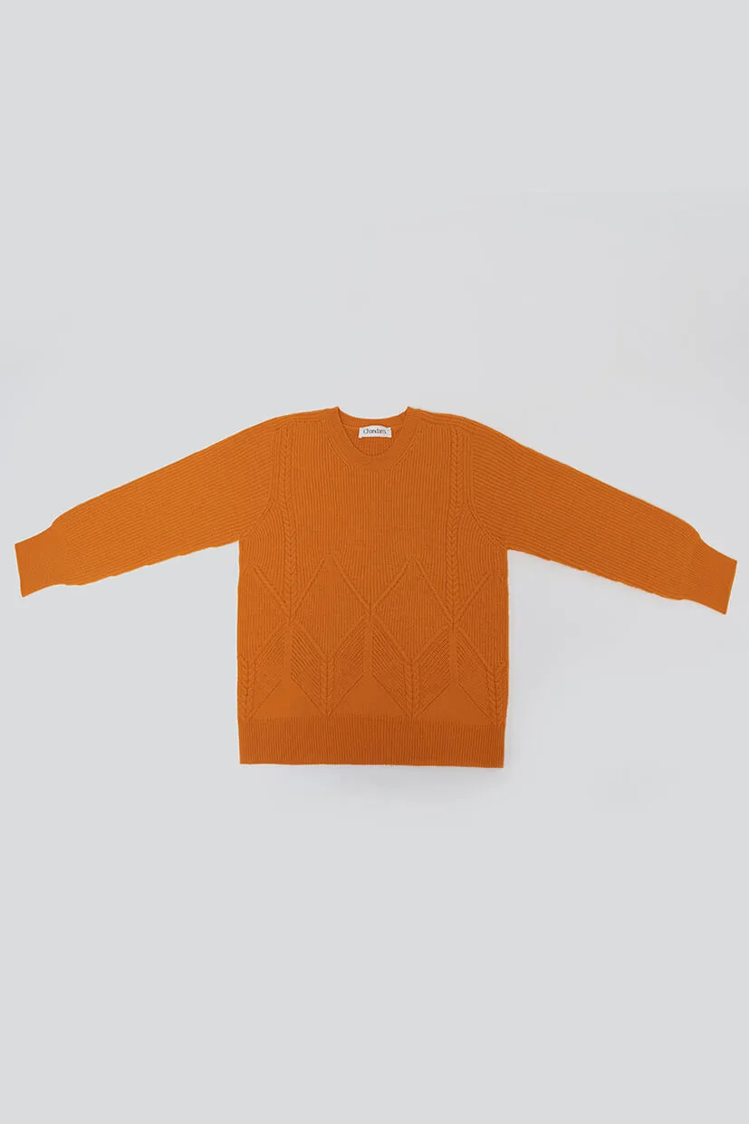 pull en laine orange 100% mérinos