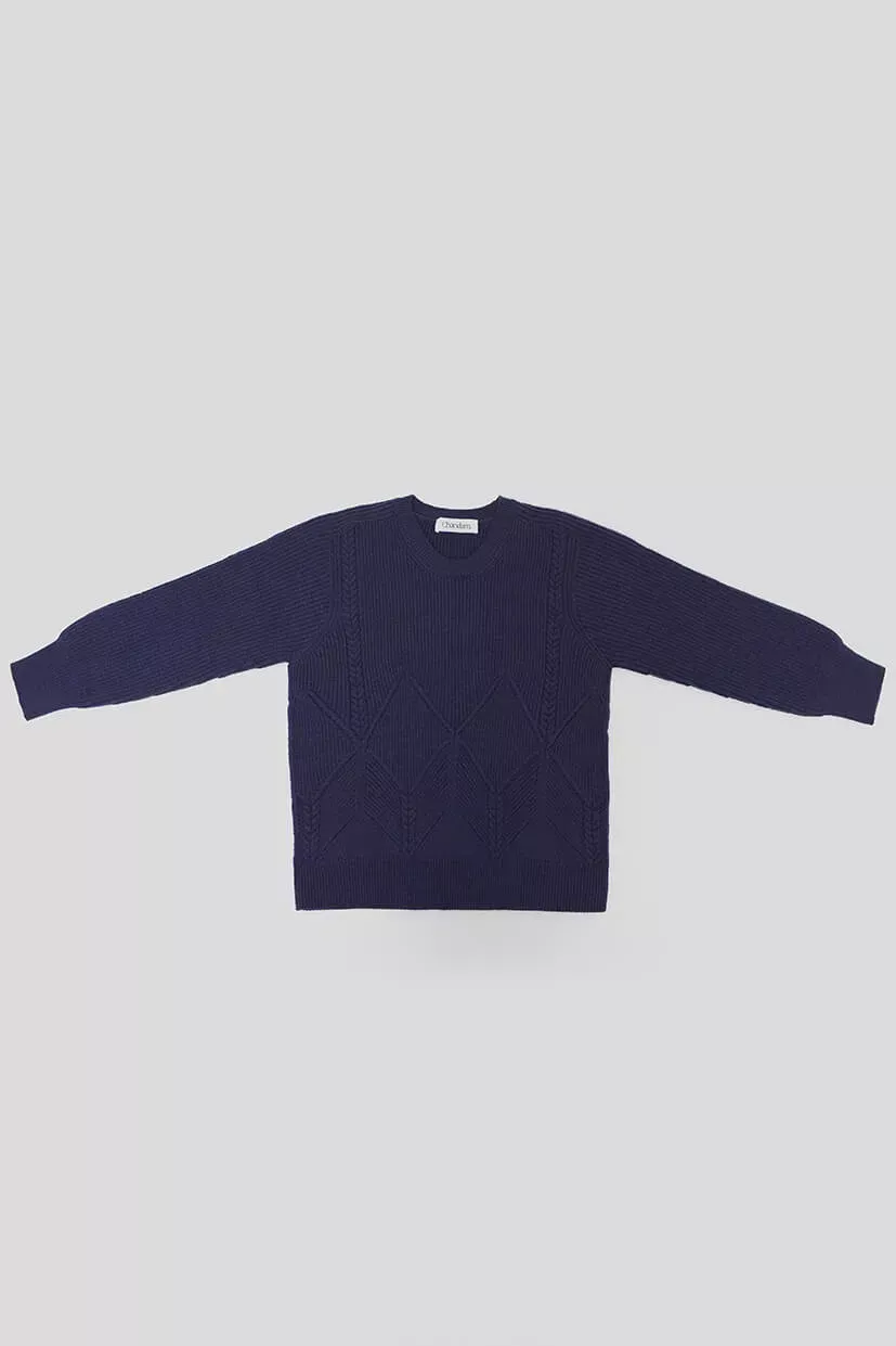 pull femme bleu marine en laine