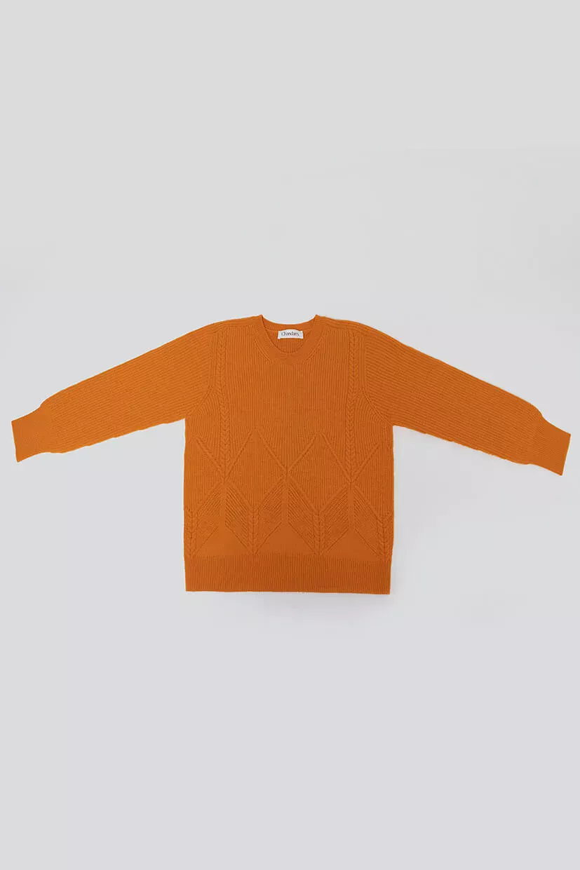 pull en laine orange 100% mérinos